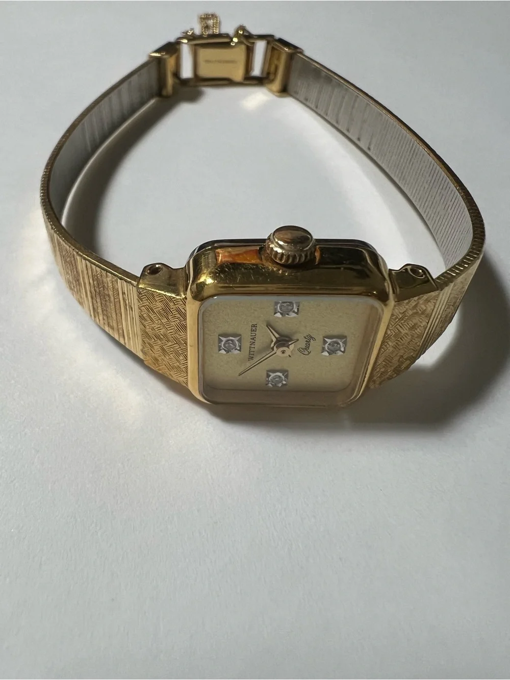 Gold-Tone Women's Bracelet Watch Wittnauer Quart ( 4 real Diamonds )